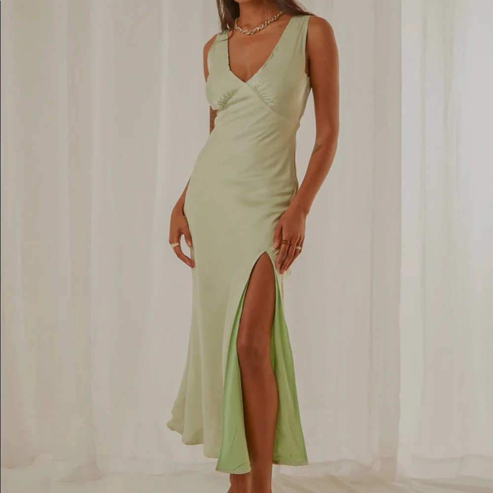 Split Satin Maxi Dress
